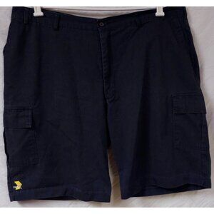 Edwards Men Sz 44 Blue Embroidered Dart Logo Heavy Woven Chino Cargo Work Shorts